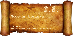 Moderer Boriska névjegykártya